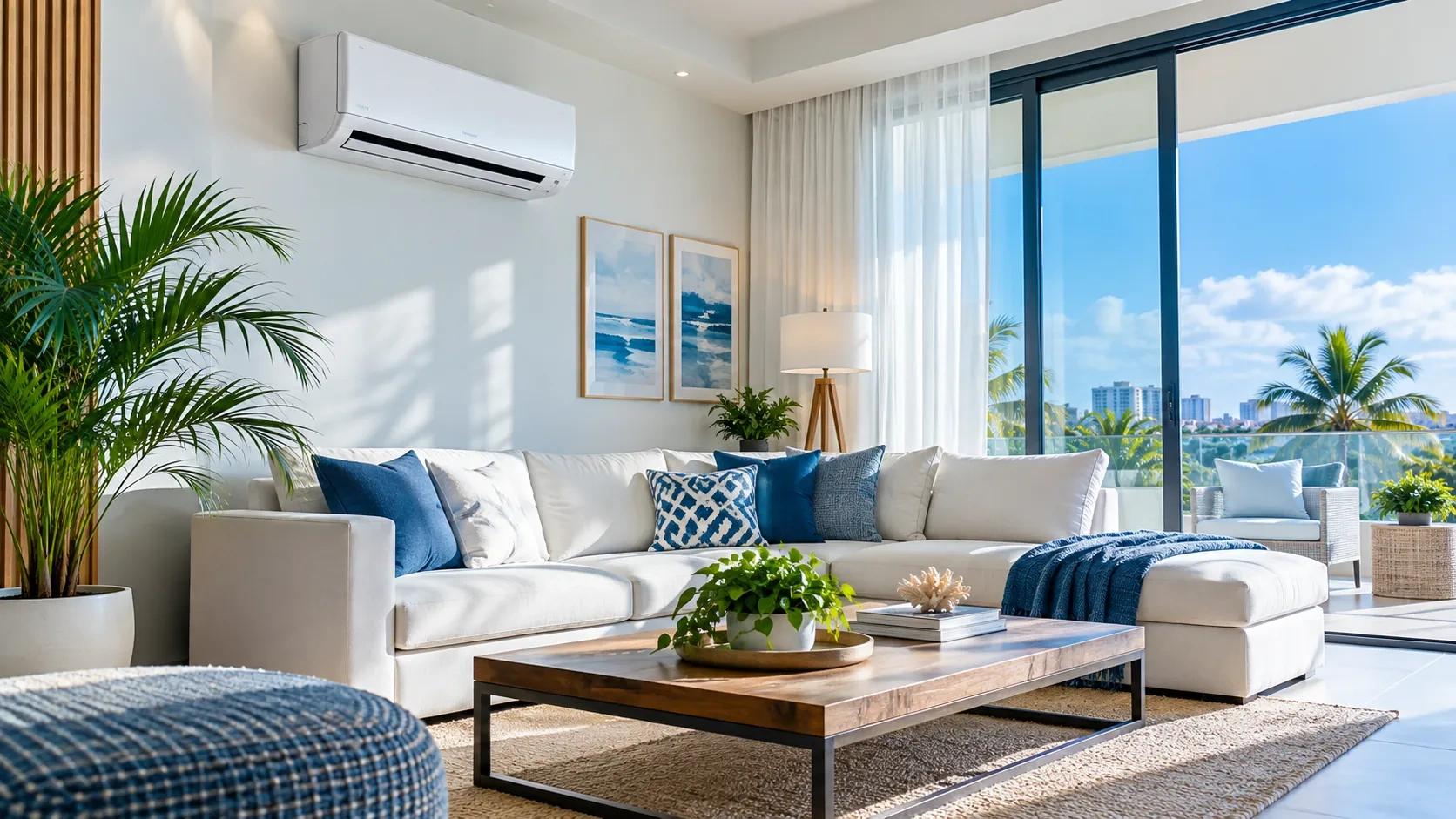 Sala moderna con aire acondicionado de pared